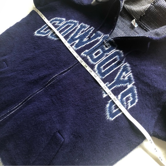 Dallas Cowboys Vintage Blue Zip-Up Wool Hooded Winter Warm Sweater Men’s Size XL - Picture 6 of 15